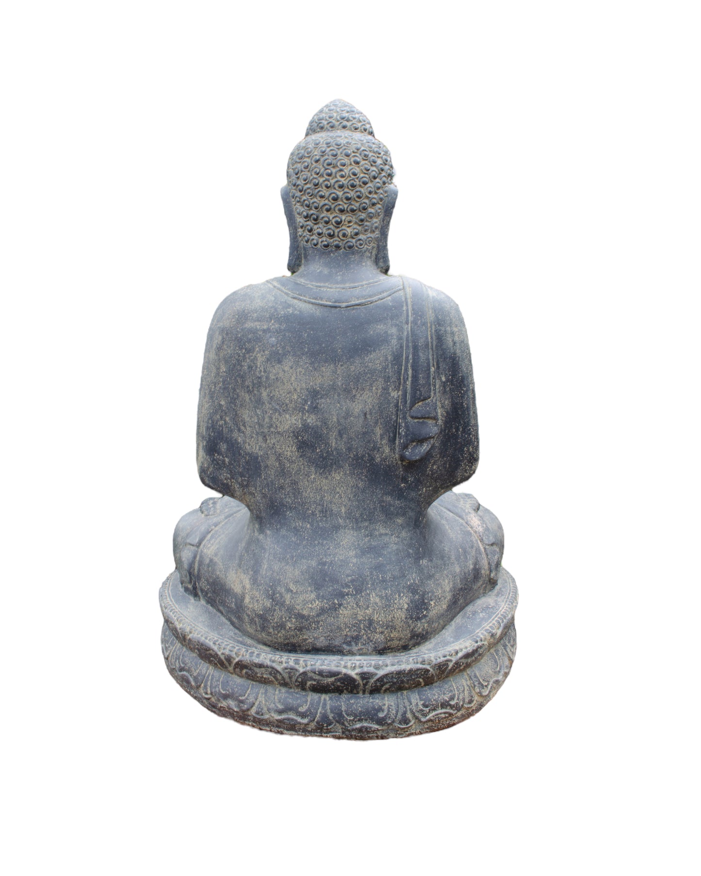 Wetterfeste Buddha Stein Statue, 150cm - Harmonisierende Skulptur für Außenbereich aus Lavasand Steingemisch