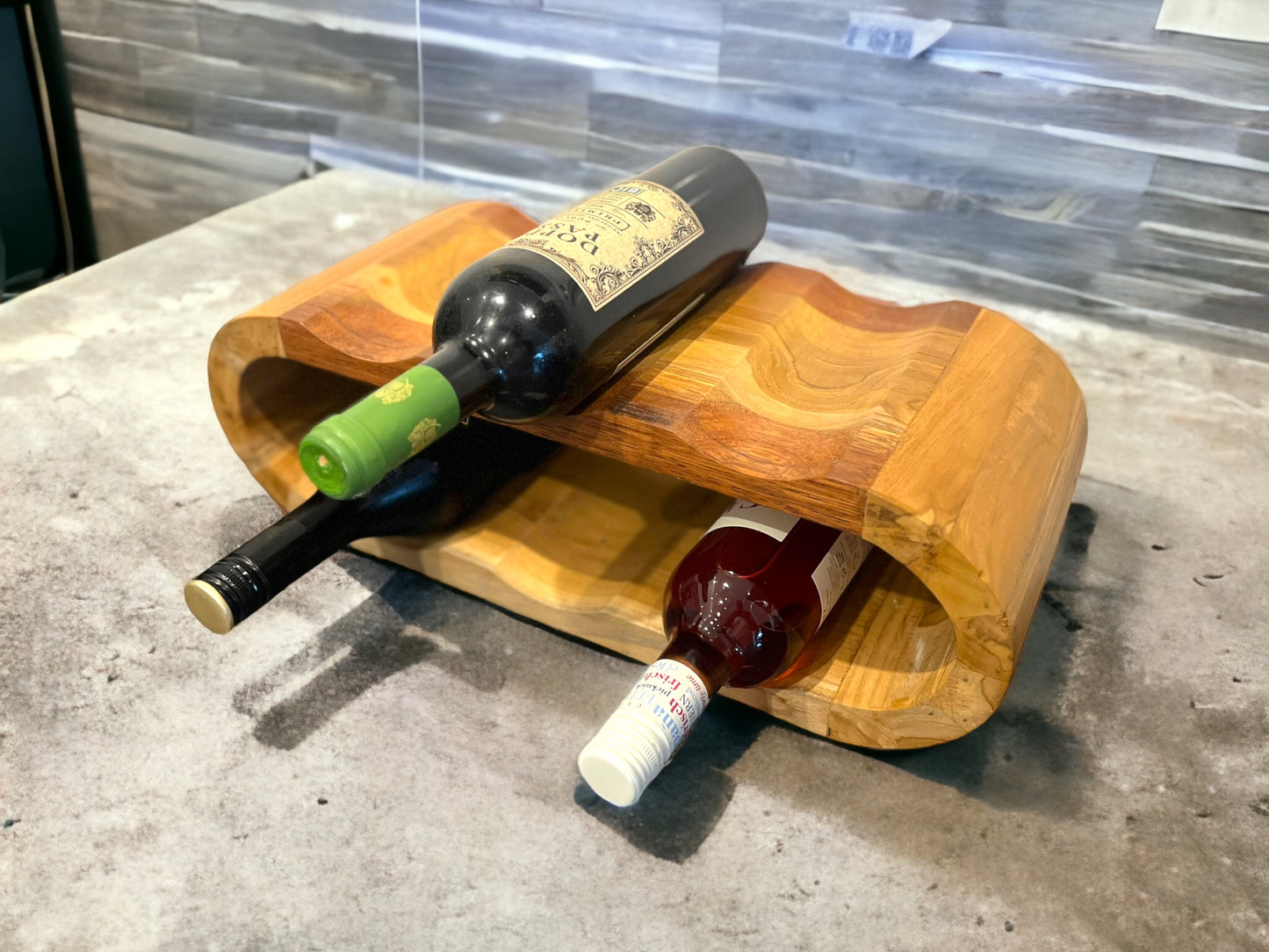 Akazienholz Weinregal - 6 Flaschen - 46x19x15cm - Robust - Sofort Einsatzbereit