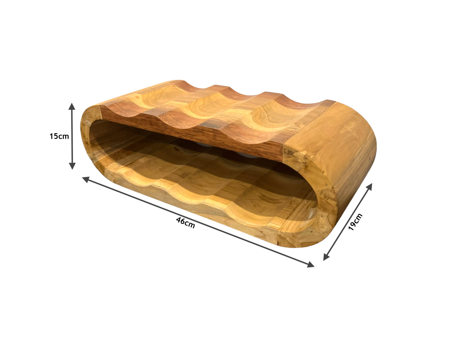 Akazienholz Weinregal - 6 Flaschen - 46x19x15cm - Robust - Sofort Einsatzbereit