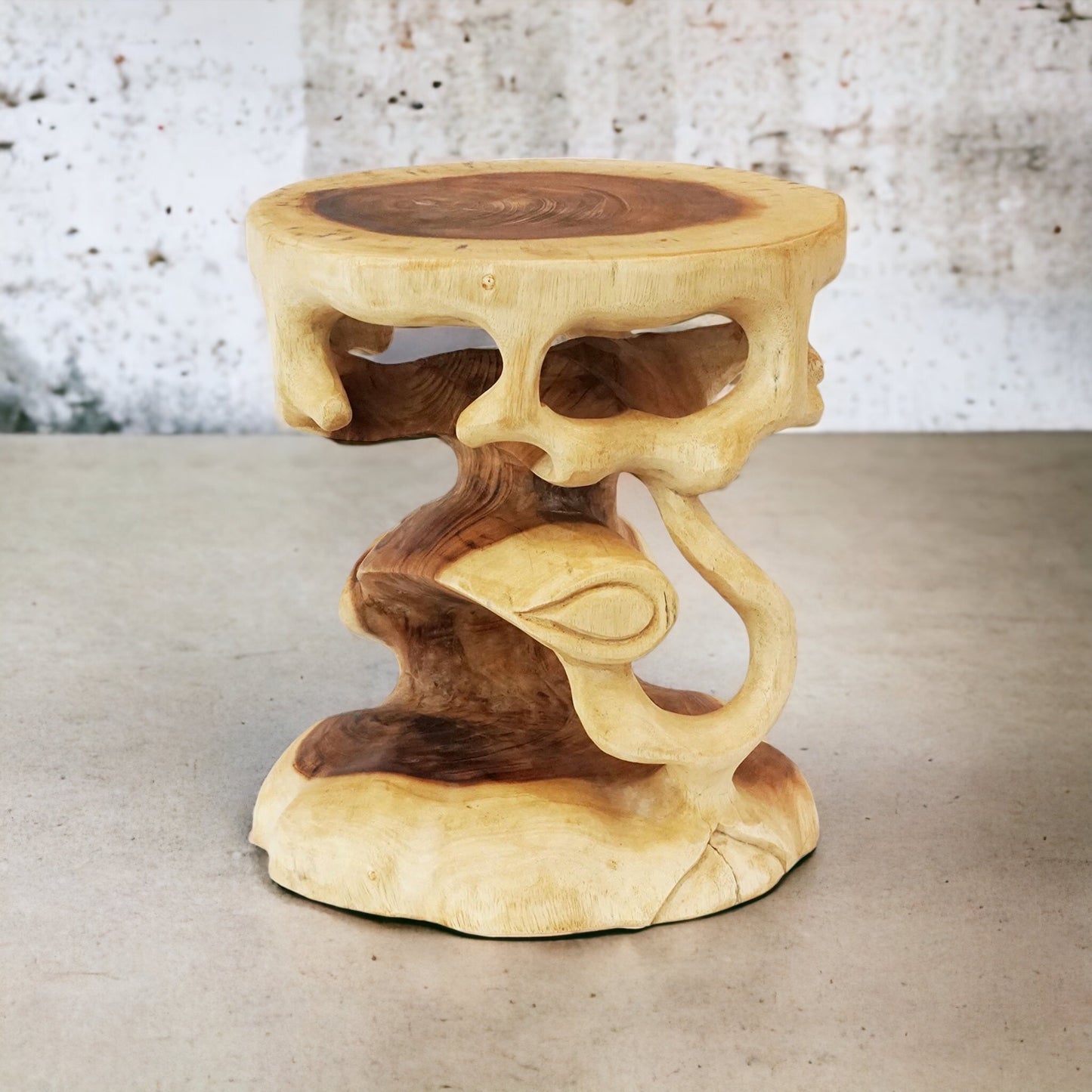 Holzhocker Rund Natur Holz Hocker Möbel ca. 40 cm Blumenhocker Massiv Unikat Beistelltisch Ablagetisch