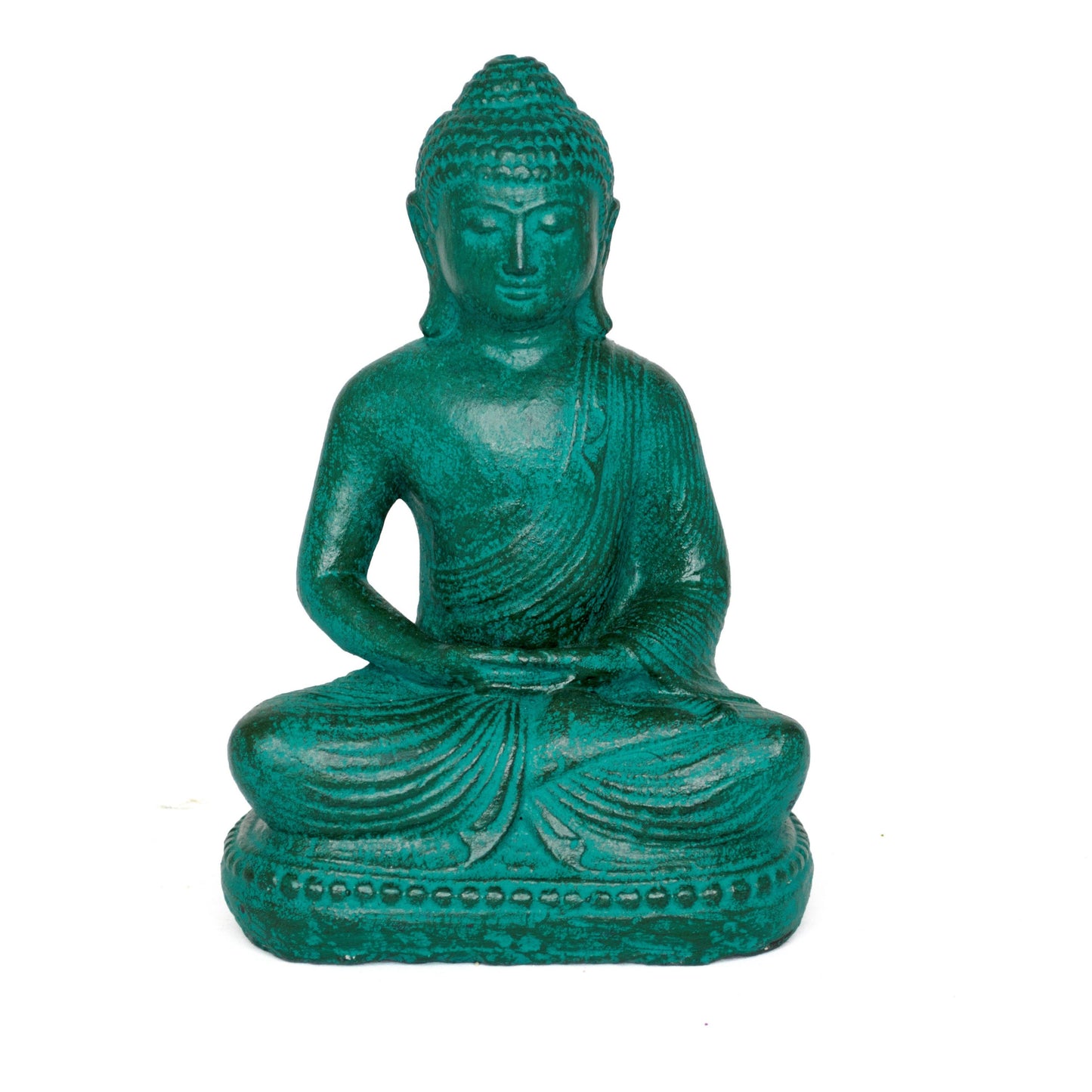 Grüne Buddha-Statue aus Lavasand: Handgefertigte, sitzende Skulptur für Zen-Dekoration, 20 cm