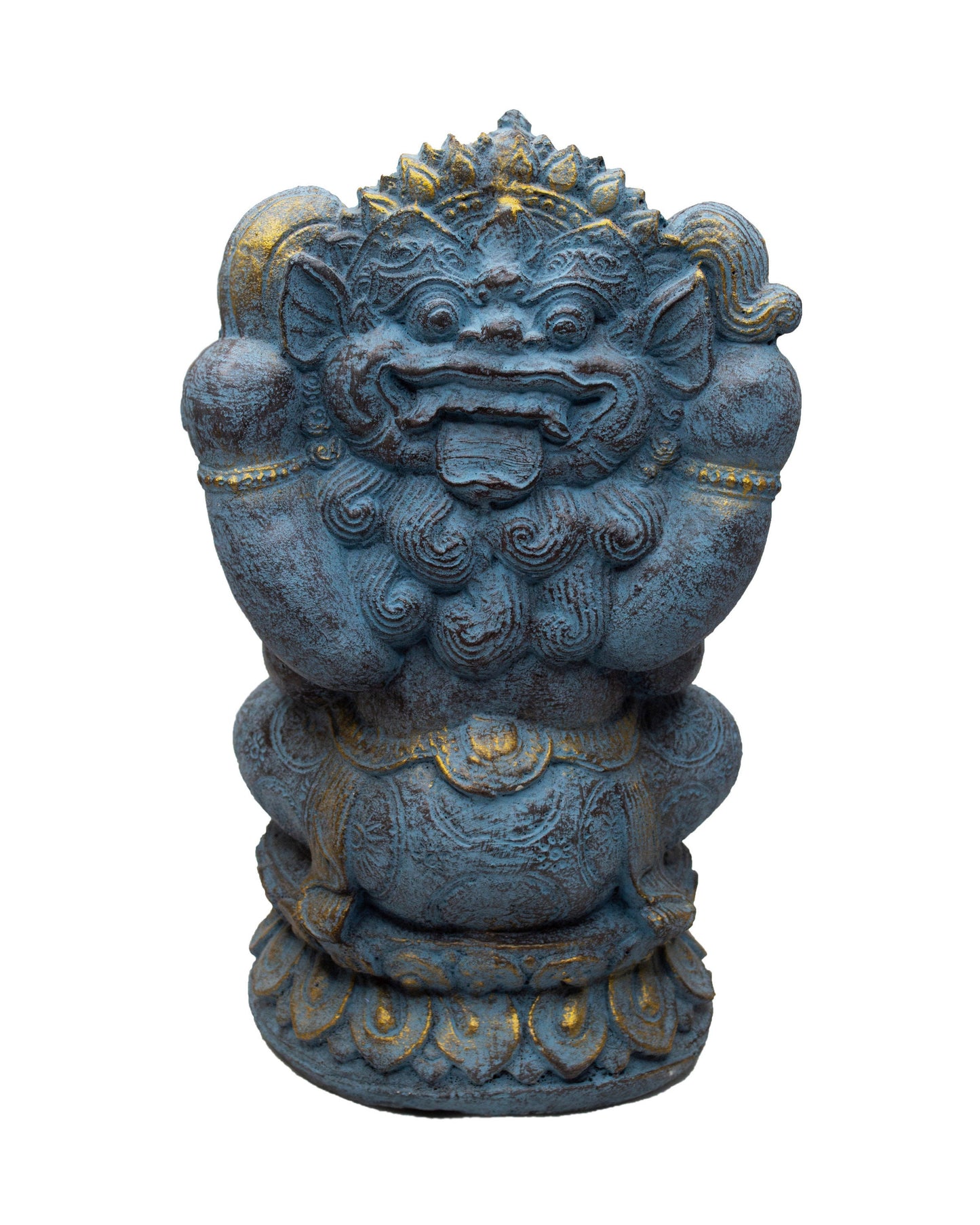 Ganesha Skulptur 34cm - Elefantenkopf Hindu Gottheit Statue - Handgefertigte Glücksbringer Figur - Spirituelle Dekoration - Blau