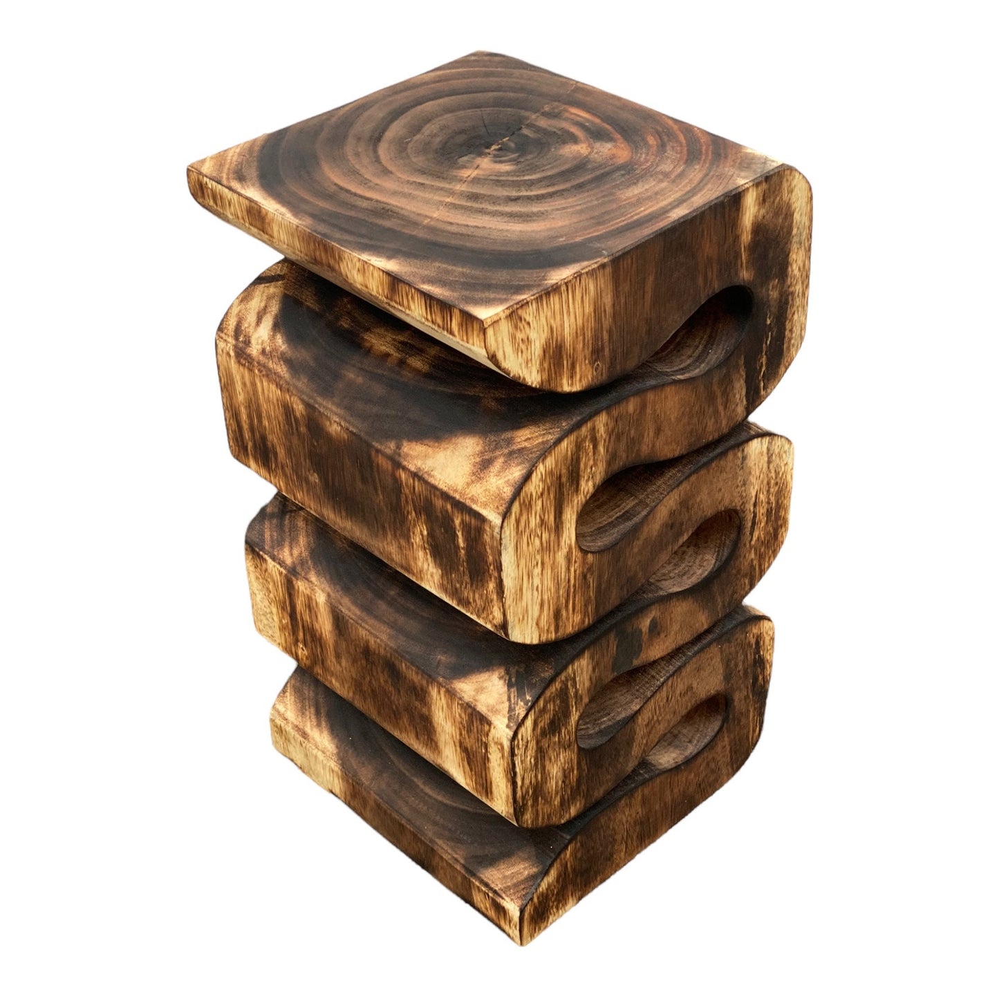 Samanholz Schlangen Hocker (50x28x28) Natur Beistelltisch Möbel Blumenhocker Massiv