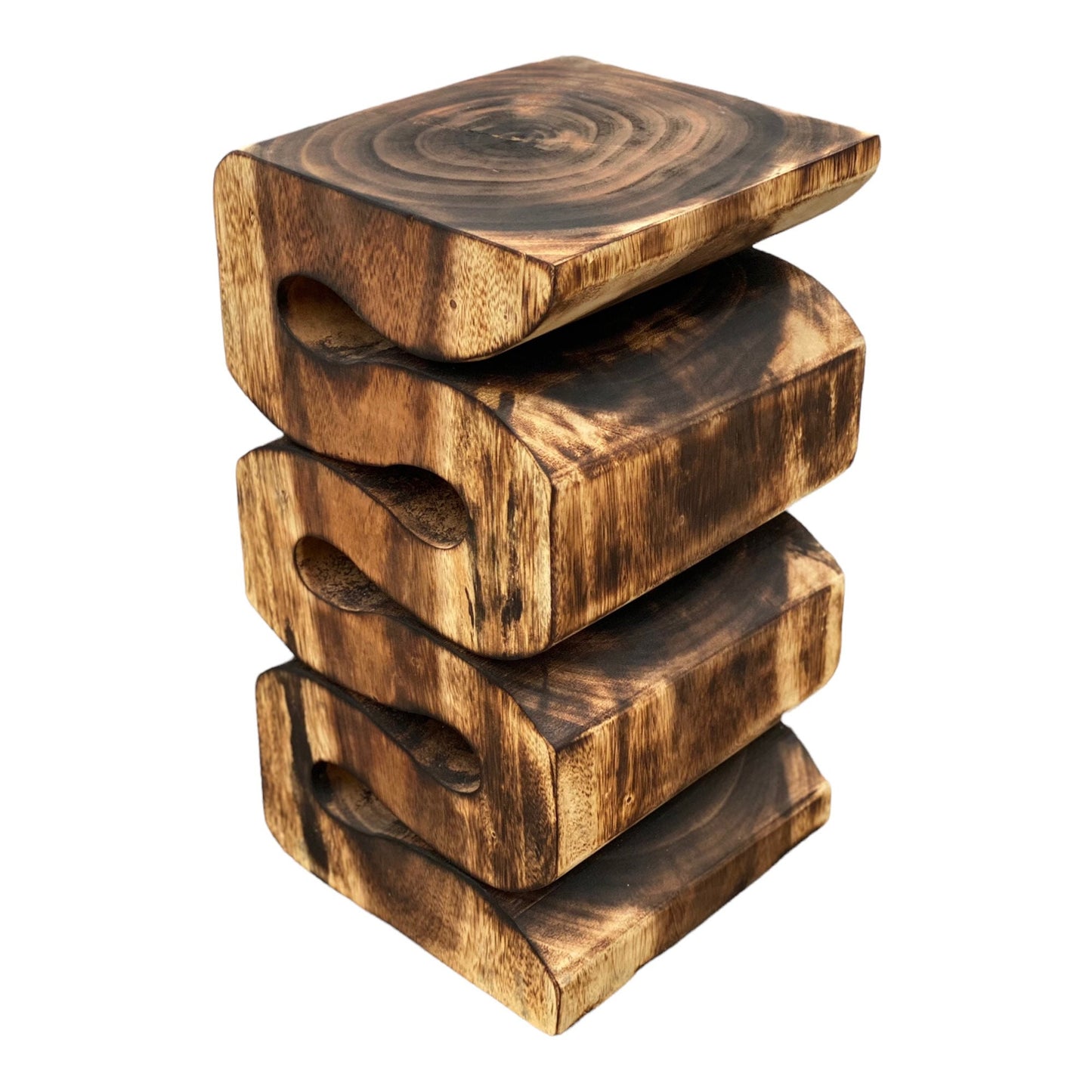 Samanholz Schlangen Hocker (50x28x28) Natur Beistelltisch Möbel Blumenhocker Massiv