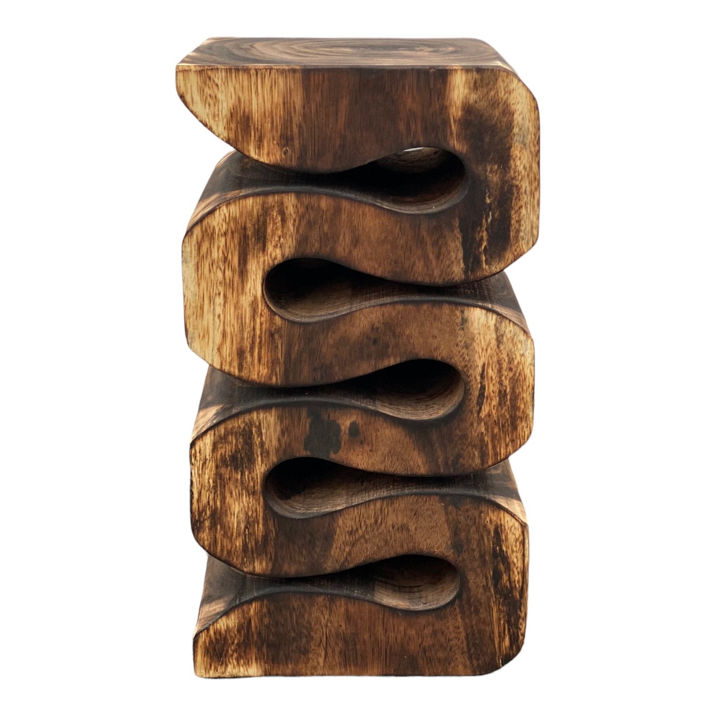 Samanholz Schlangen Hocker (50x28x28) Natur Beistelltisch Möbel Blumenhocker Massiv