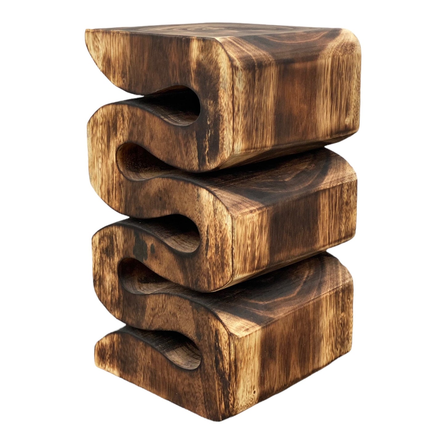 Samanholz Schlangen Hocker (50x28x28) Natur Beistelltisch Möbel Blumenhocker Massiv
