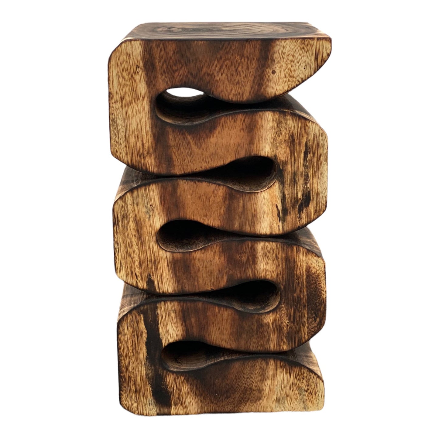 Samanholz Schlangen Hocker (50x28x28) Natur Beistelltisch Möbel Blumenhocker Massiv