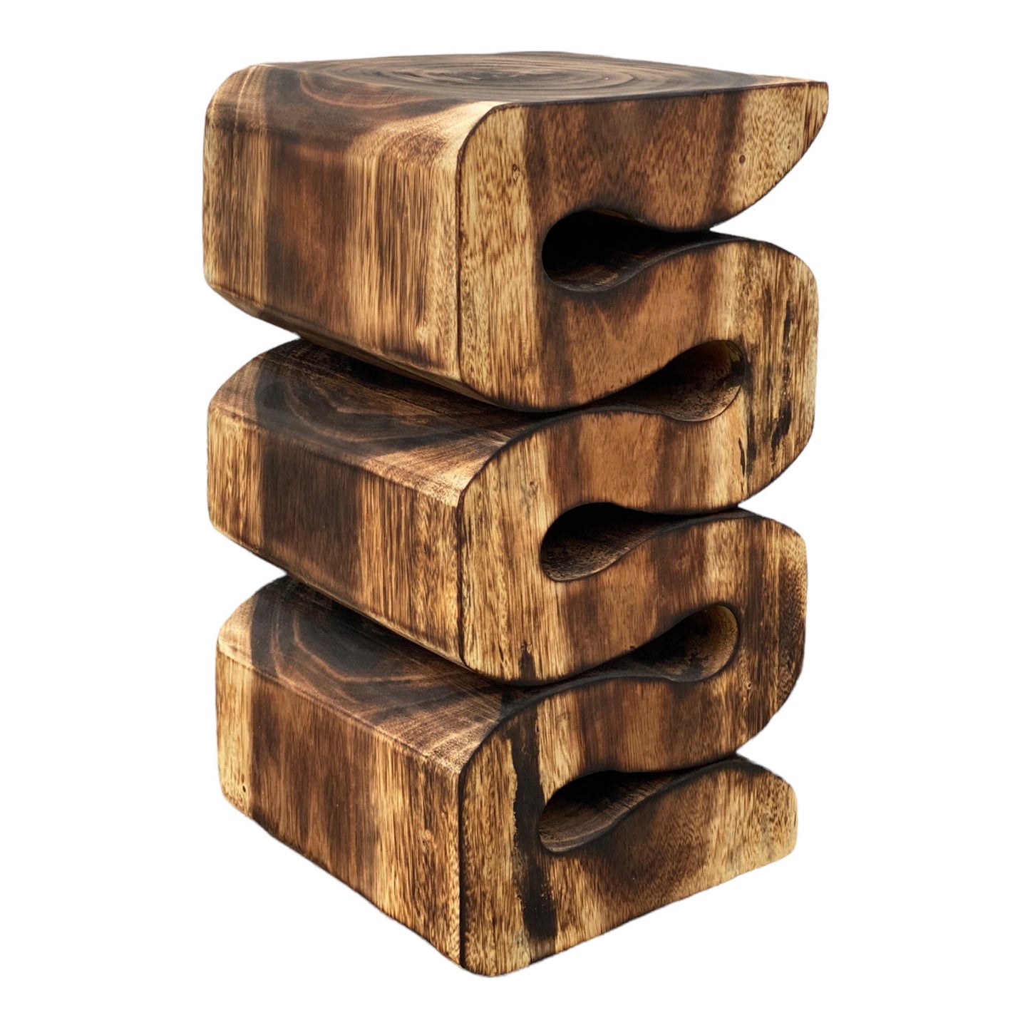 Samanholz Schlangen Hocker (50x28x28) Natur Beistelltisch Möbel Blumenhocker Massiv