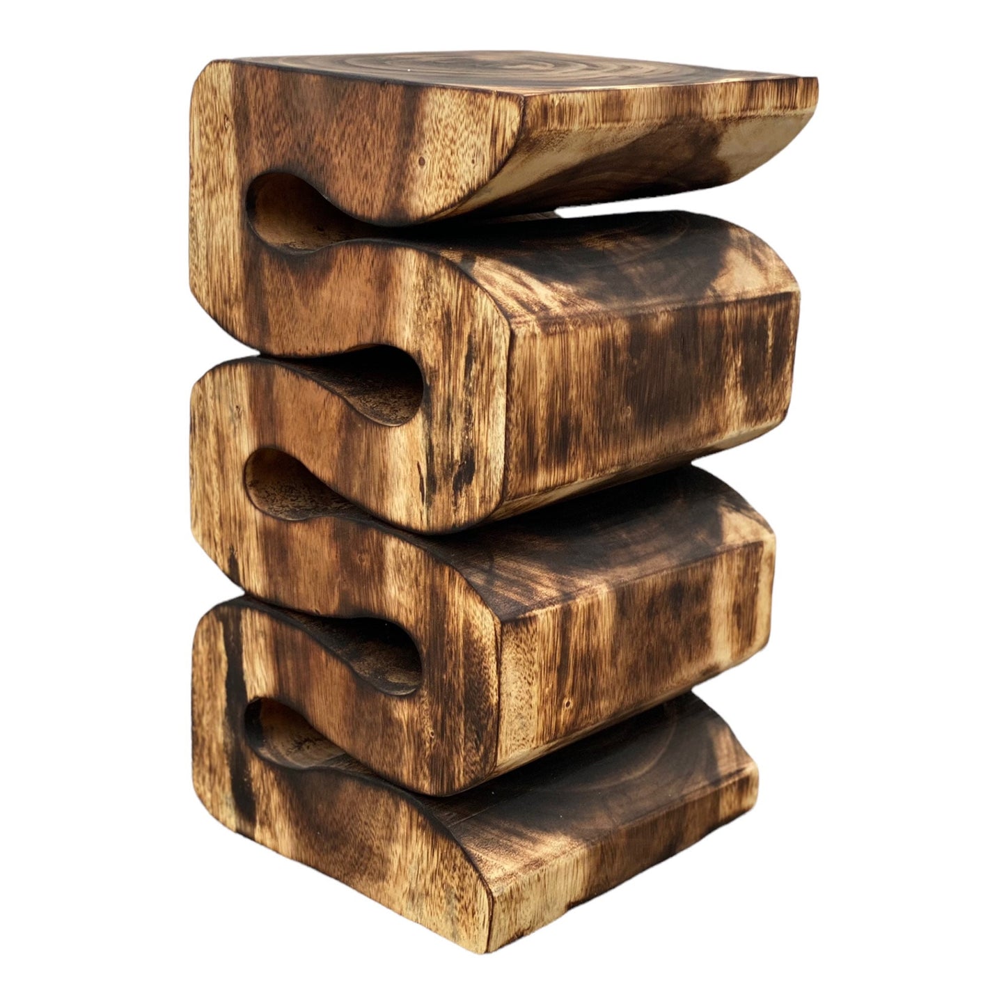 Samanholz Schlangen Hocker (50x28x28) Natur Beistelltisch Möbel Blumenhocker Massiv
