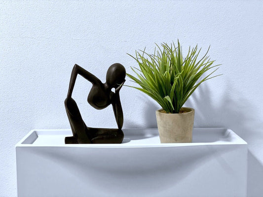 Denker Figur - Deko Accessoire Kunstwerk - Geschnitzte Skulptur - Albesia Holz Schwarz - 20x3x3,5 cm