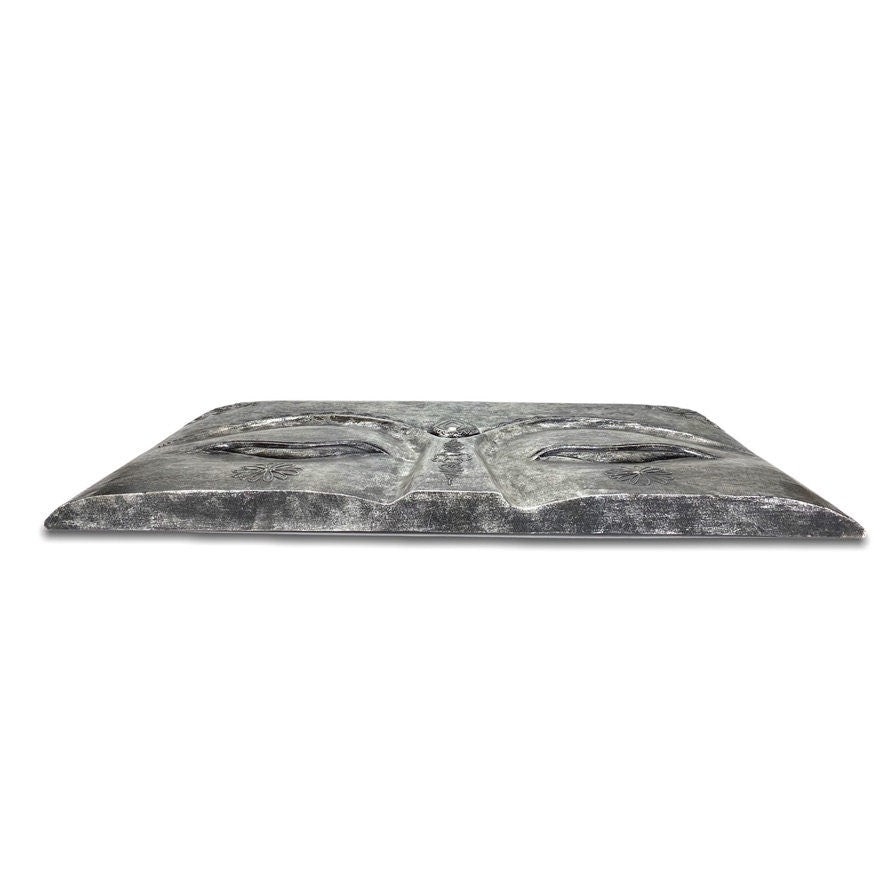 Buddha Relief Wandbild Augen 78x40x4 cm Holz Silber