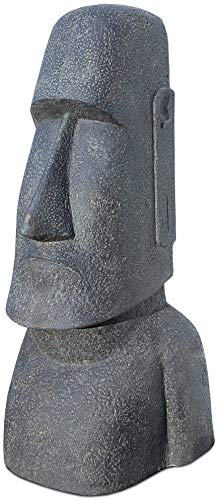 FaHome Moai Kopf Statue Rapa-NUI Skulptur Garten Deko ca. 200 cm Lavasand Stein Osterinsel-Figur Grau