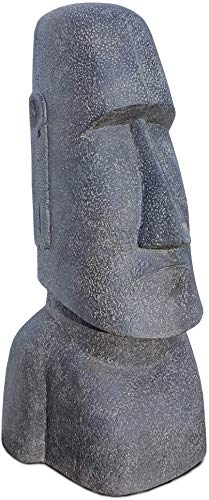 FaHome Moai Kopf Statue Rapa-NUI Skulptur Garten Deko ca. 200 cm Lavasand Stein Osterinsel-Figur Grau