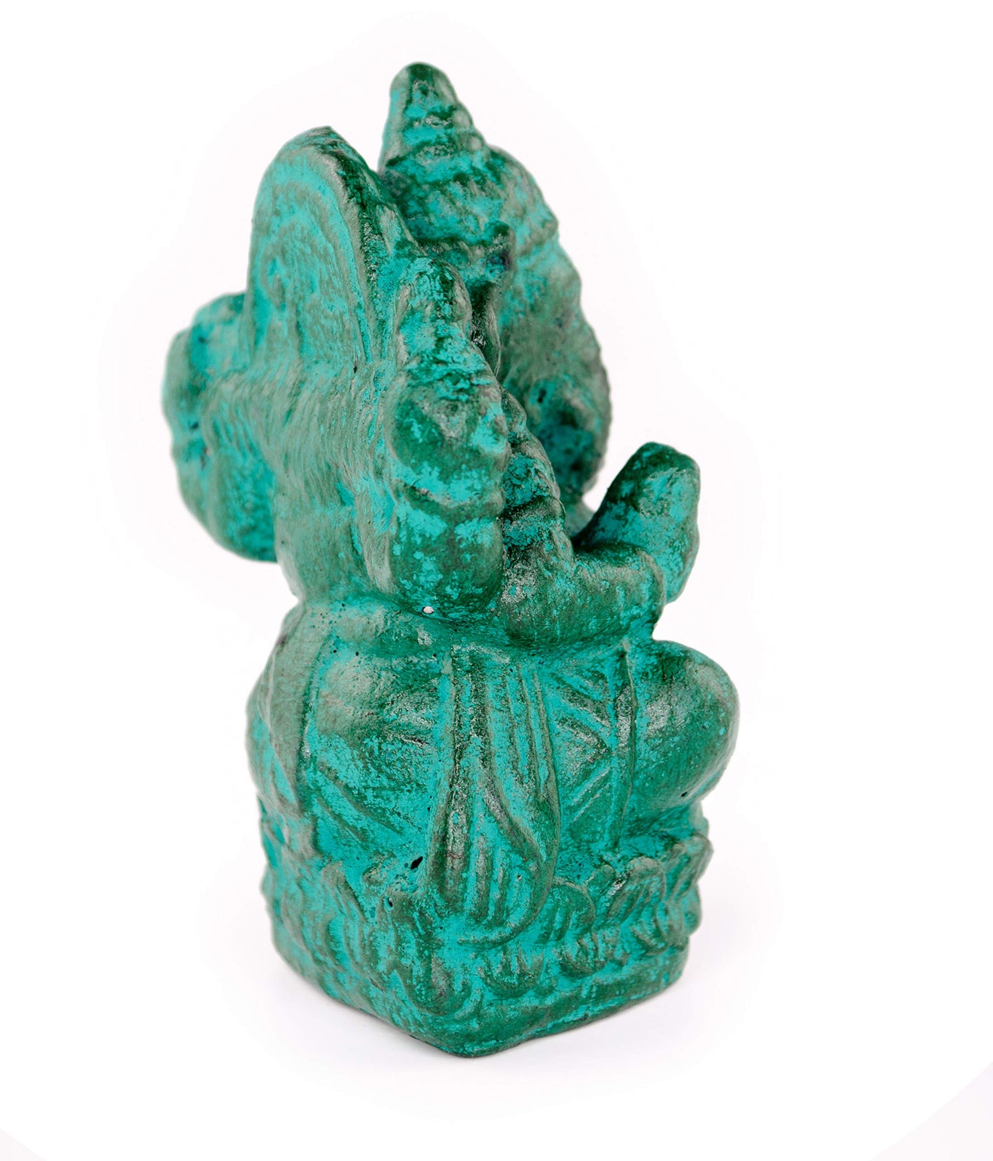 FaHome Ganesha Skulptur Hindu Gottheit Stein Figur Glück Statue ca. 12 cm Elefant Grün