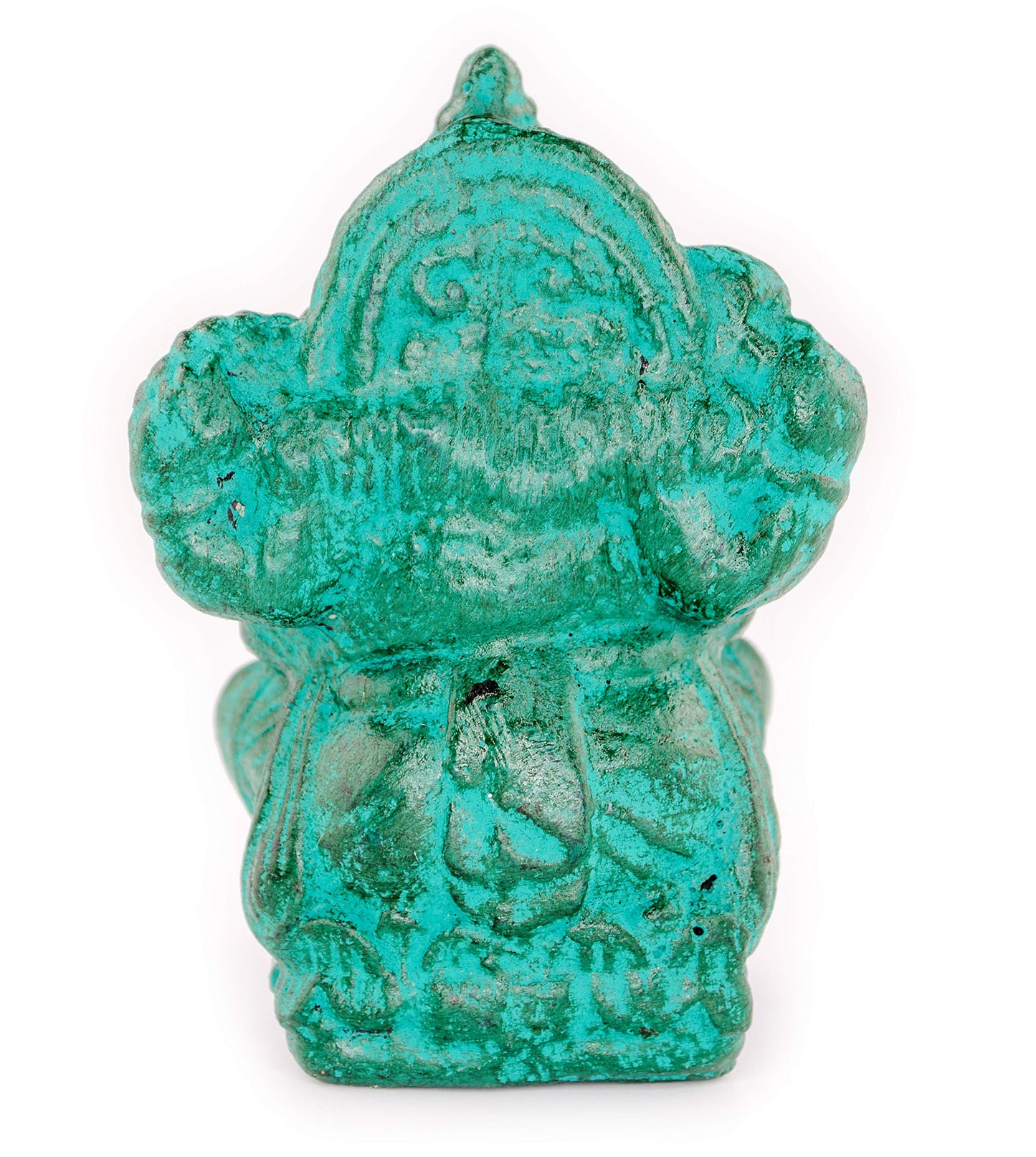 FaHome Ganesha Skulptur Hindu Gottheit Stein Figur Glück Statue ca. 12 cm Elefant Grün