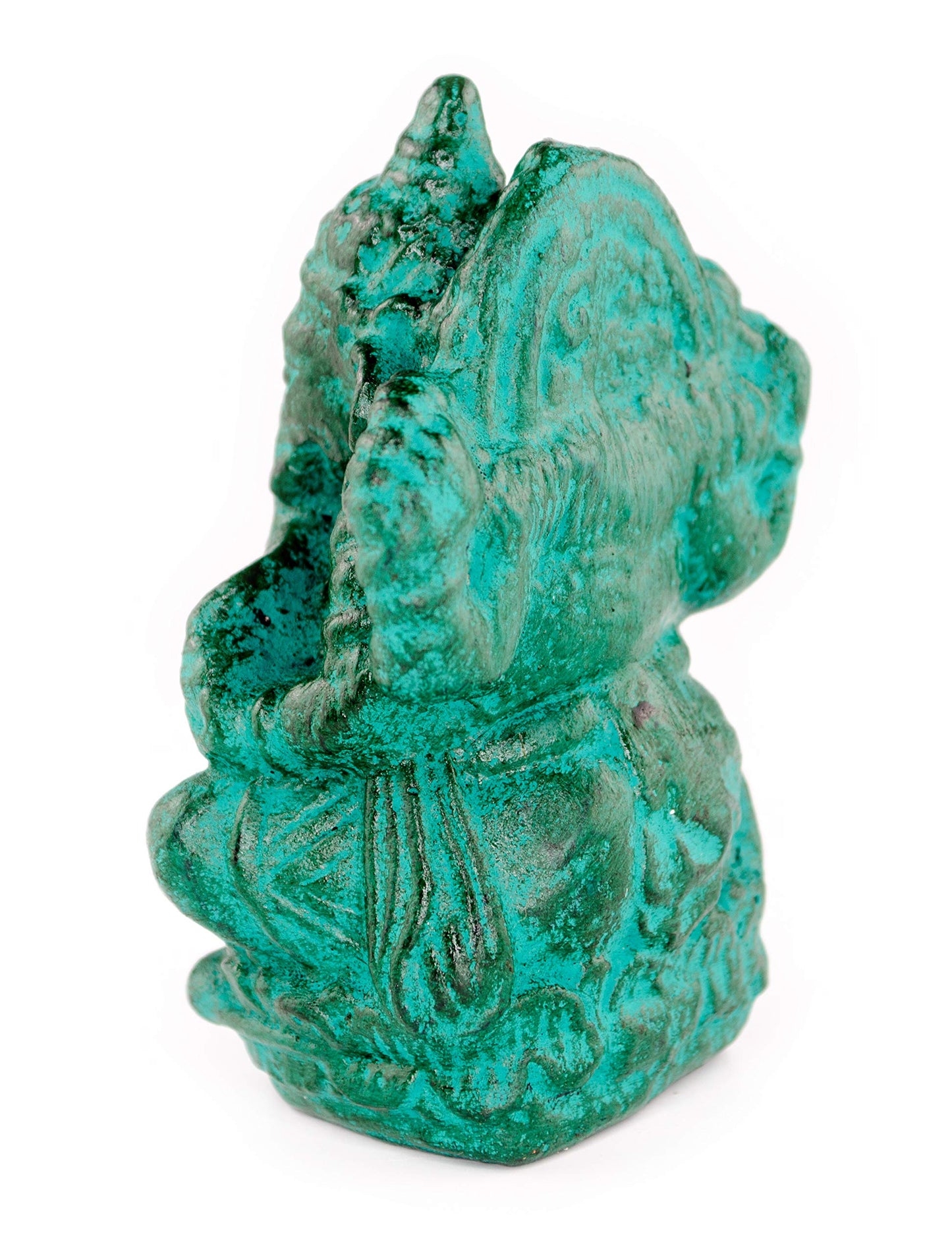 FaHome Ganesha Skulptur Hindu Gottheit Stein Figur Glück Statue ca. 12 cm Elefant Grün
