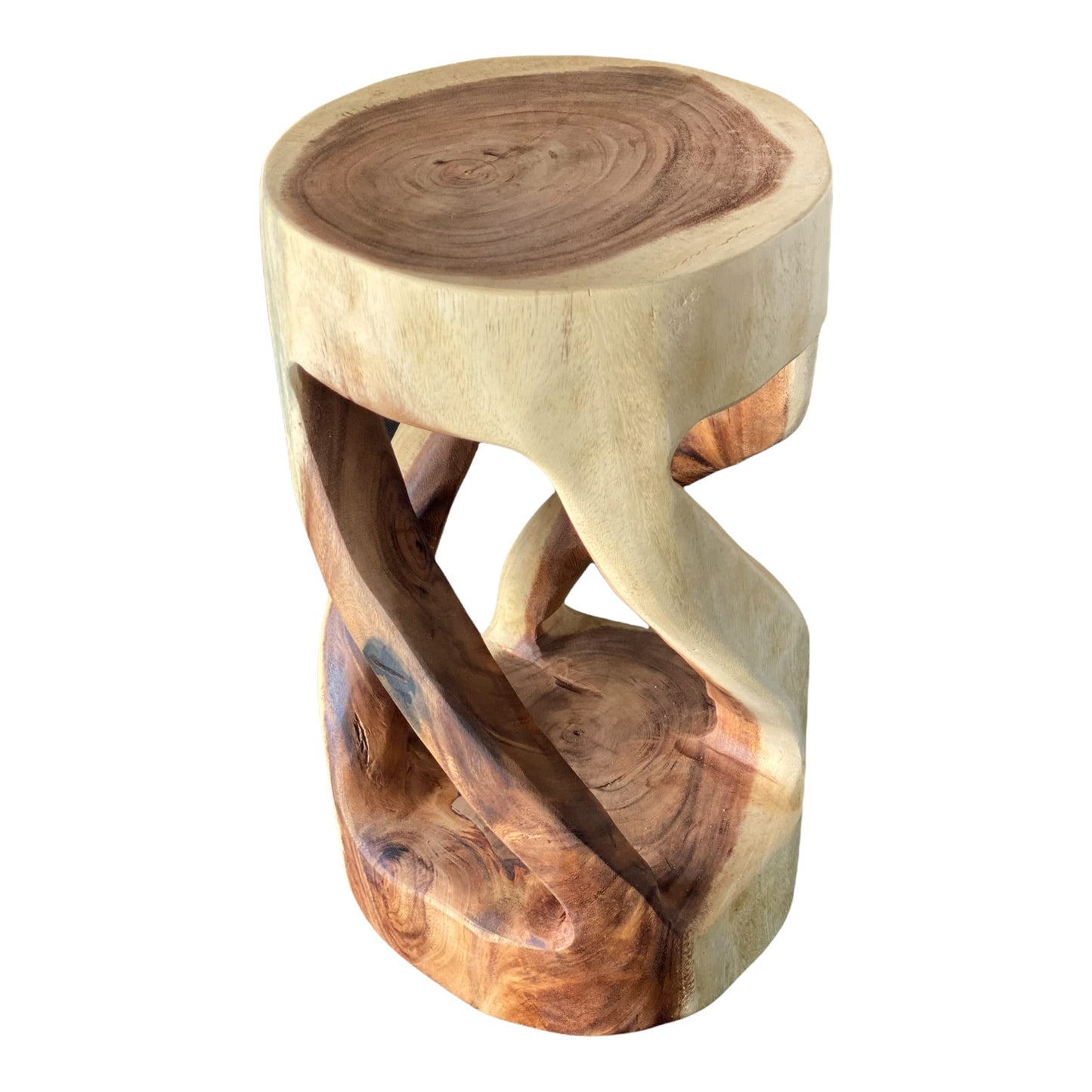 Runde Holzhocker - Edler Beistelltisch Holz (50x28x28cm) - Holz Hocker aus massivem Suarholz - Handgefertigter Beistelltisch aus Holz - Gedrehter Holz Couchtisch