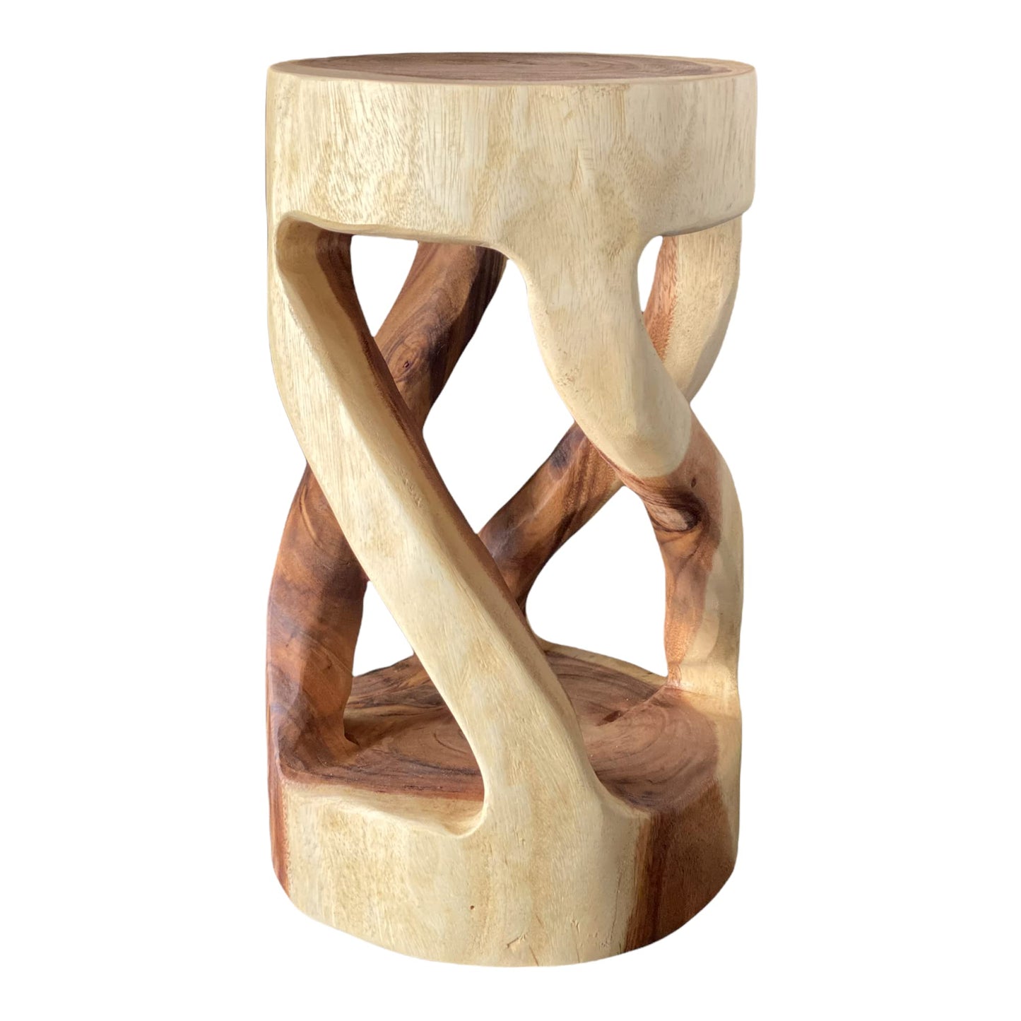 Runde Holzhocker - Edler Beistelltisch Holz (50x28x28cm) - Holz Hocker aus massivem Suarholz - Handgefertigter Beistelltisch aus Holz - Gedrehter Holz Couchtisch