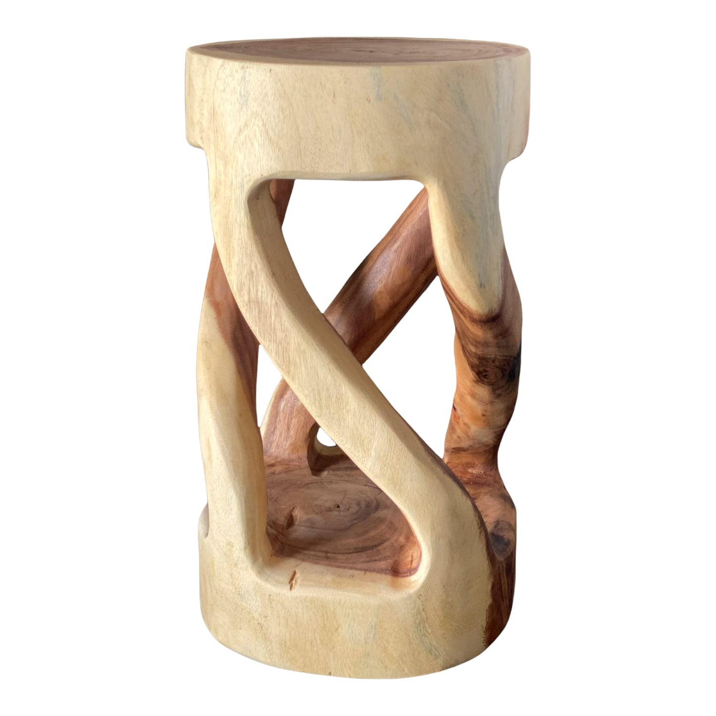 Runde Holzhocker - Edler Beistelltisch Holz (50x28x28cm) - Holz Hocker aus massivem Suarholz - Handgefertigter Beistelltisch aus Holz - Gedrehter Holz Couchtisch