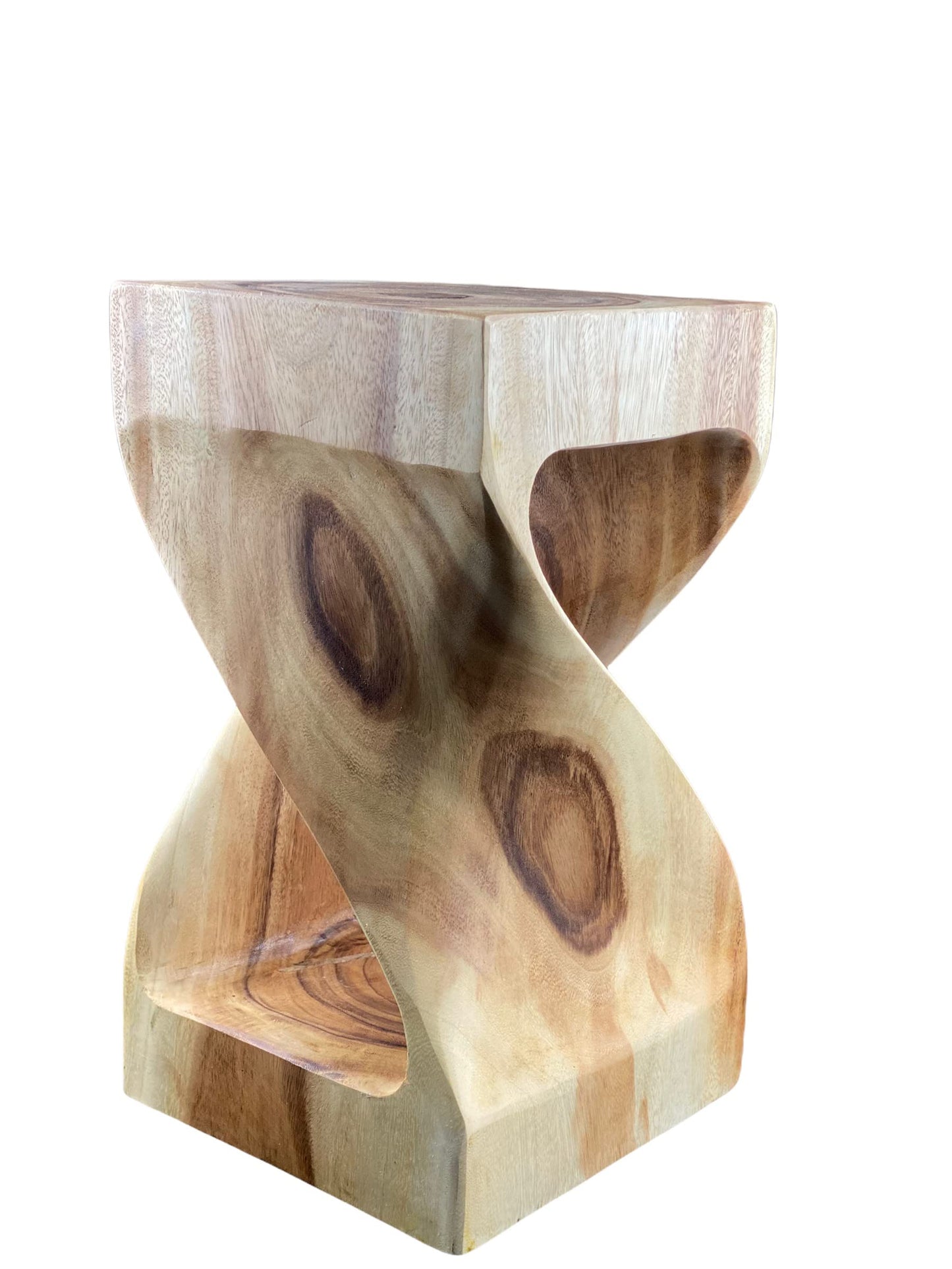FaHome Holzhocker Gedreht Hocker Geschwungen Samanholz Natur Beistelltisch Möbel Blumenhocker Massiv Unikat Beistelltisch Ablagetisch
