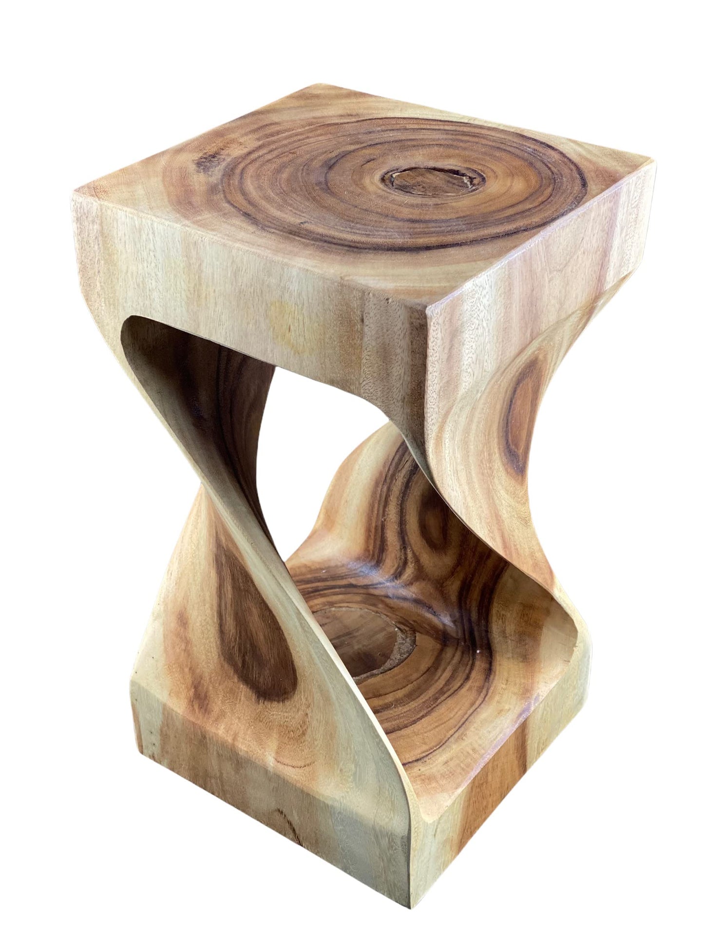 FaHome Holzhocker Gedreht Hocker Geschwungen Samanholz Natur Beistelltisch Möbel Blumenhocker Massiv Unikat Beistelltisch Ablagetisch