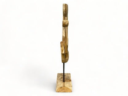 Handgefertigter Teakholz-Anker - Dekorative Skulptur - Hochwertige Handwerkskunst - Auf einem Sockel stehend