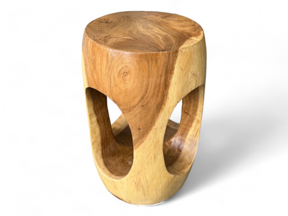 Holz Beistelltisch – Couchtisch Blumenhocker Hocker - Handgefertigt – Abgerundet mit O-Ausschnitt Suar-Holz - 50x30x30 cm