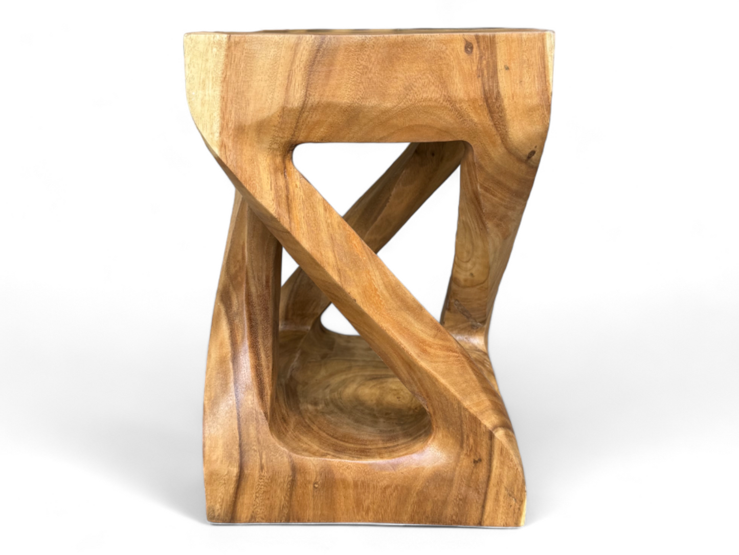 Holz Beistelltisch - Holzhocker Couchtisch - Handgefertigt – Kantig gedreht aus massivem Suarholz - 50x28x28 cm