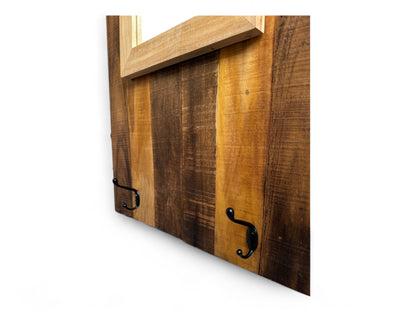 Wandgarderobe mit Spiegel - Integrierter Spiegel mit Zwei Haken – Modern aus Mahagoni und Teakholz – 70x50 cm