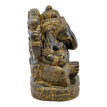 Ganesha Skulptur - Deko Raumdeko Kunstwerk - Hindu Gottheit des Glückes - Steingemisch Elefant Gelb - 45x25x25 cm