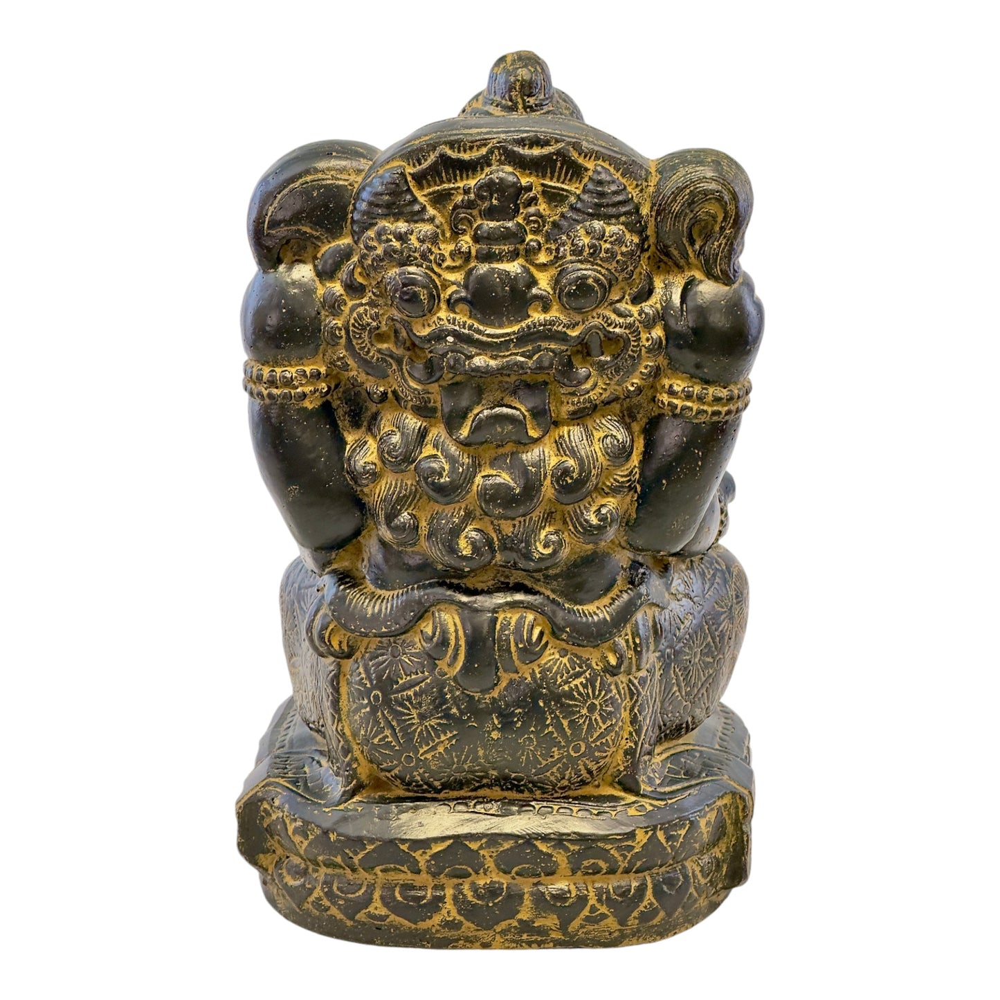 Ganesha Skulptur - Deko Raumdeko Kunstwerk - Hindu Gottheit des Glückes - Steingemisch Elefant Gelb - 45x25x25 cm