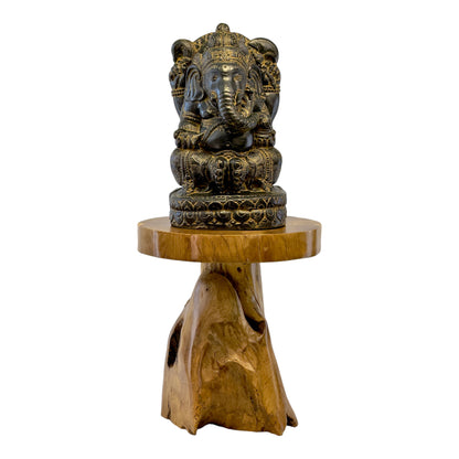 Ganesha Skulptur - Deko Raumdeko Kunstwerk - Hindu Gottheit des Glückes - Steingemisch Elefant Gelb - 45x25x25 cm