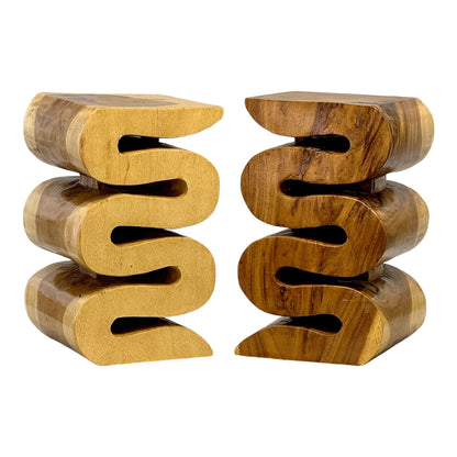 Unique Samanwood Snake Stool: Handcrafted, curved design for versatile use and stylish furnishings