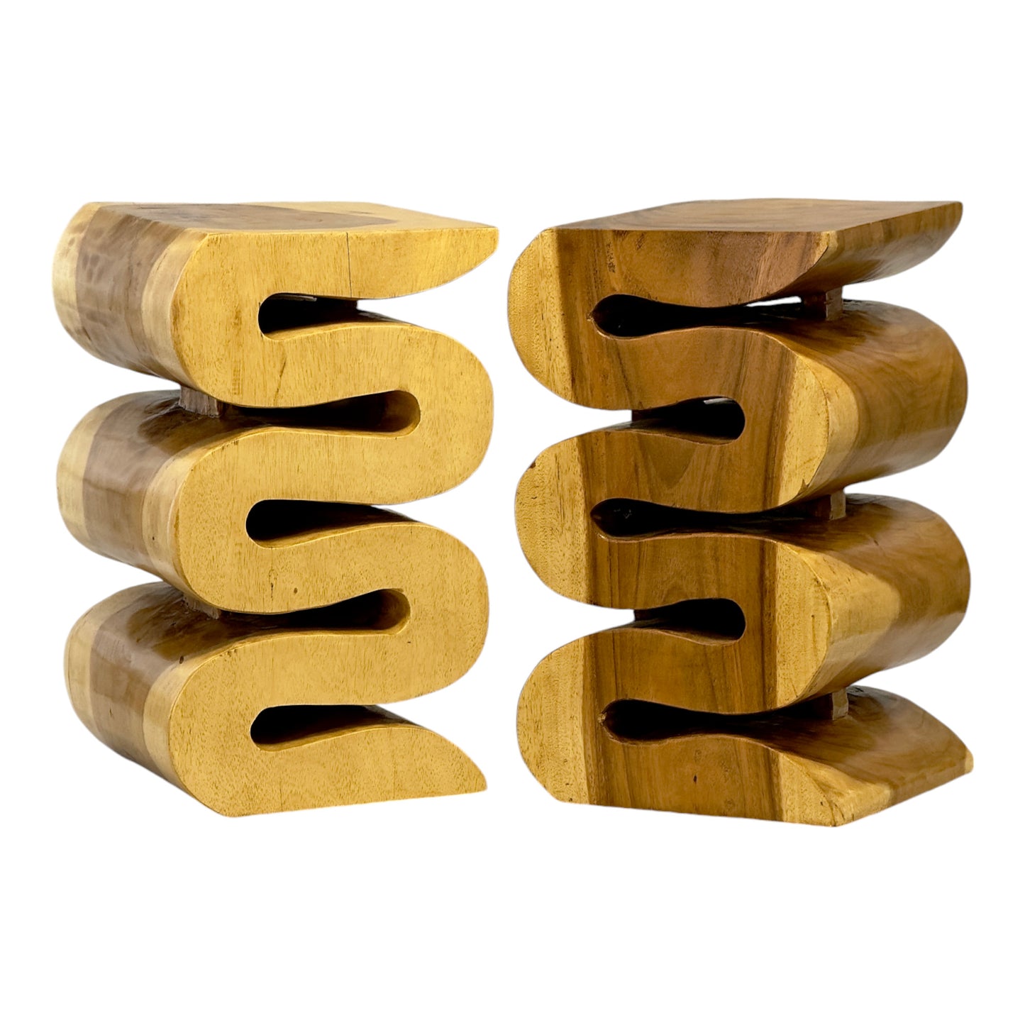 Unique Samanwood Snake Stool: Handcrafted, curved design for versatile use and stylish furnishings