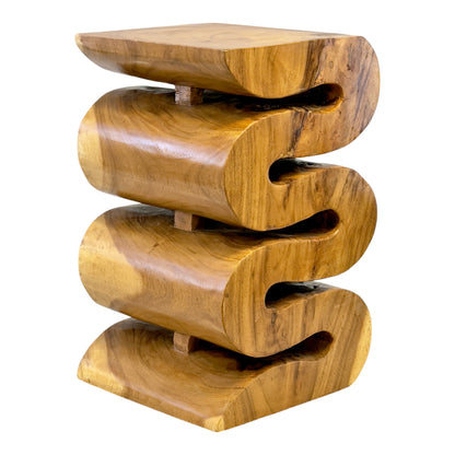 Unique Samanwood Snake Stool: Handcrafted, curved design for versatile use and stylish furnishings