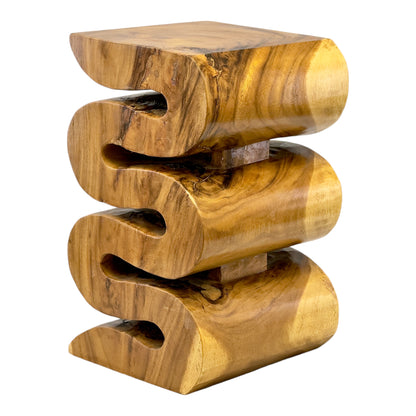 Unique Samanwood Snake Stool: Handcrafted, curved design for versatile use and stylish furnishings