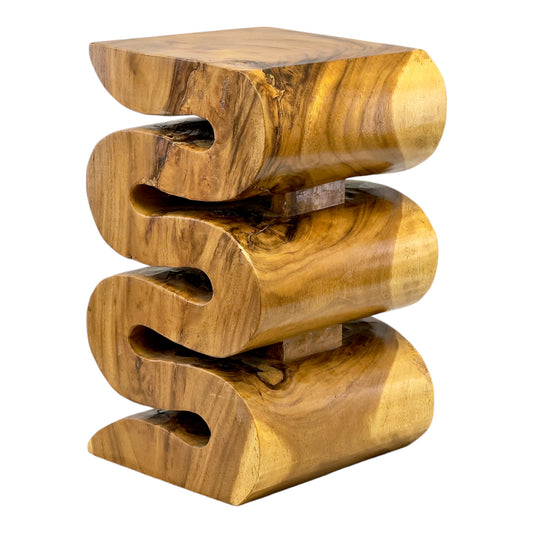 Unique Samanwood Snake Stool: Handcrafted, curved design for versatile use and stylish furnishings