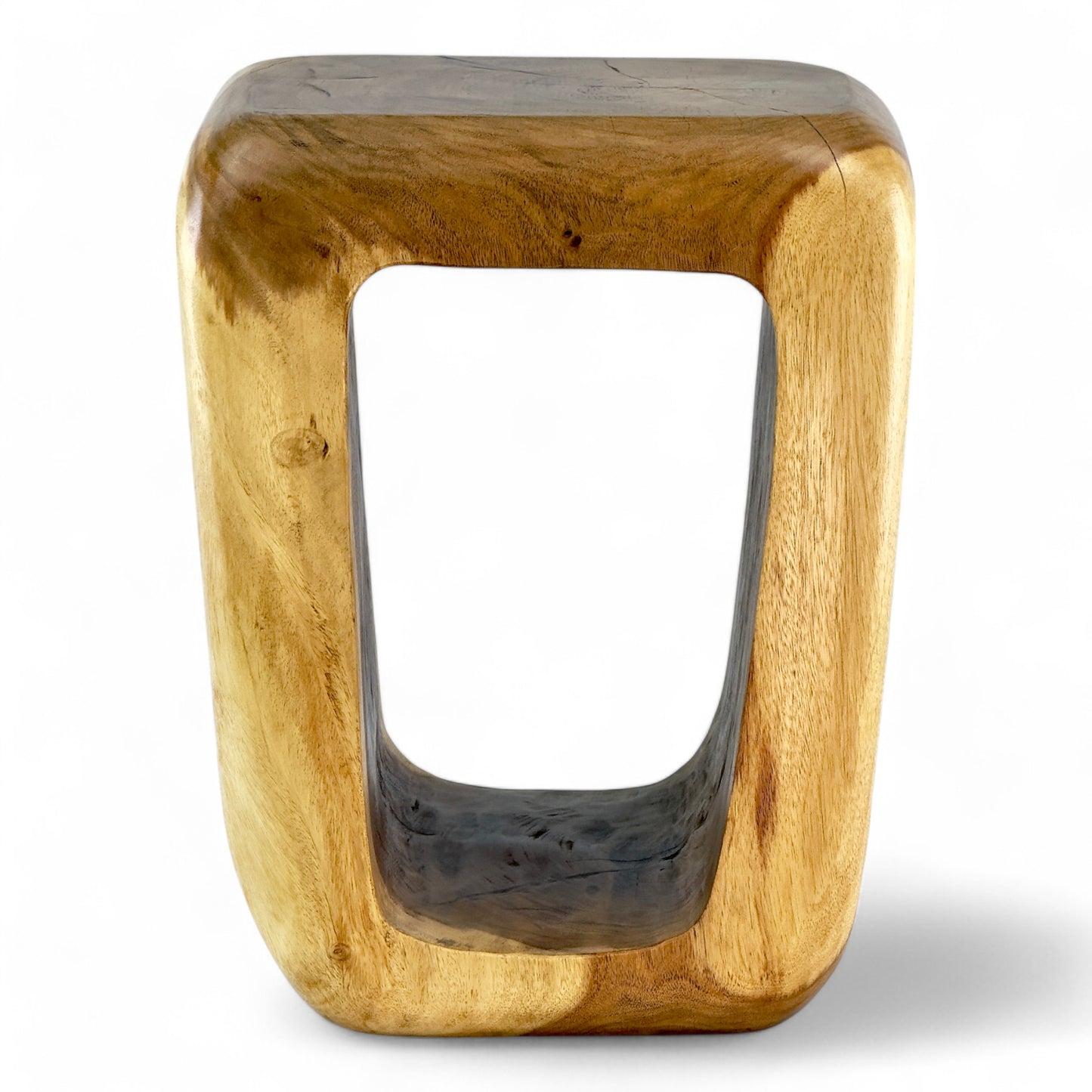 Holzhocker - Beistelltisch Couchtisch - Handgefertigter Hocker aus massivem Suarholz- 50x30x40 cm