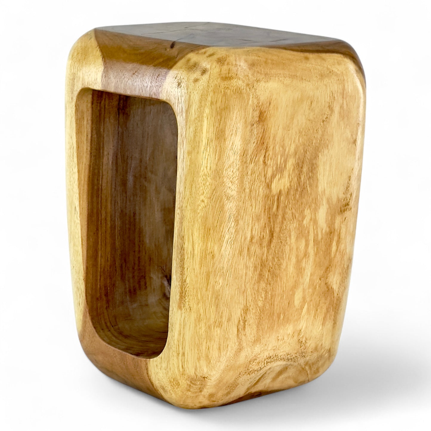 Holzhocker - Beistelltisch Couchtisch - Handgefertigter Hocker aus massivem Suarholz- 50x30x40 cm