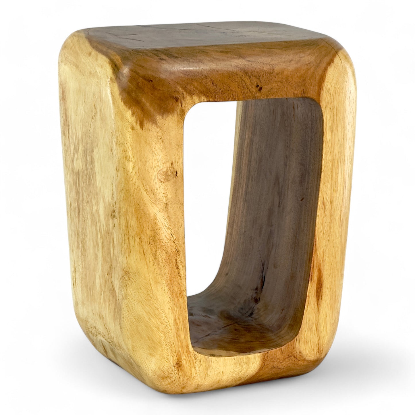 Holzhocker - Beistelltisch Couchtisch - Handgefertigter Hocker aus massivem Suarholz- 50x30x40 cm