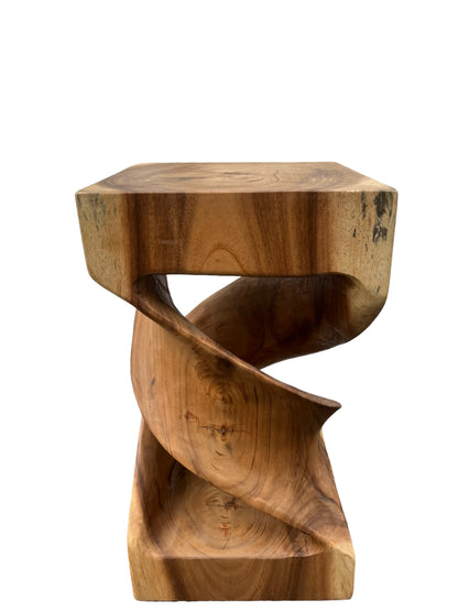 Holz Beistelltisch -  Holzhocker Couchtisch - Handgefertigt - Gedreht aus massivem Suarholz - 50x28x28 cm