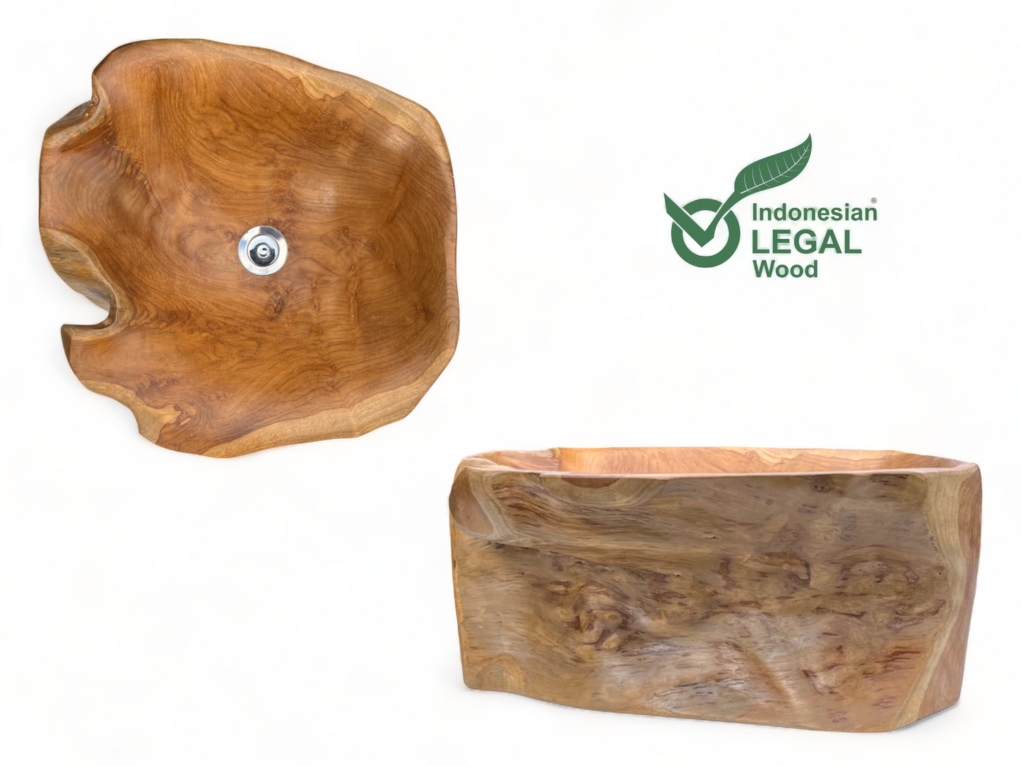 Exclusive handcrafted teak wood sinks made from burl wood - unique, luxurious and natural accents for your bathroom