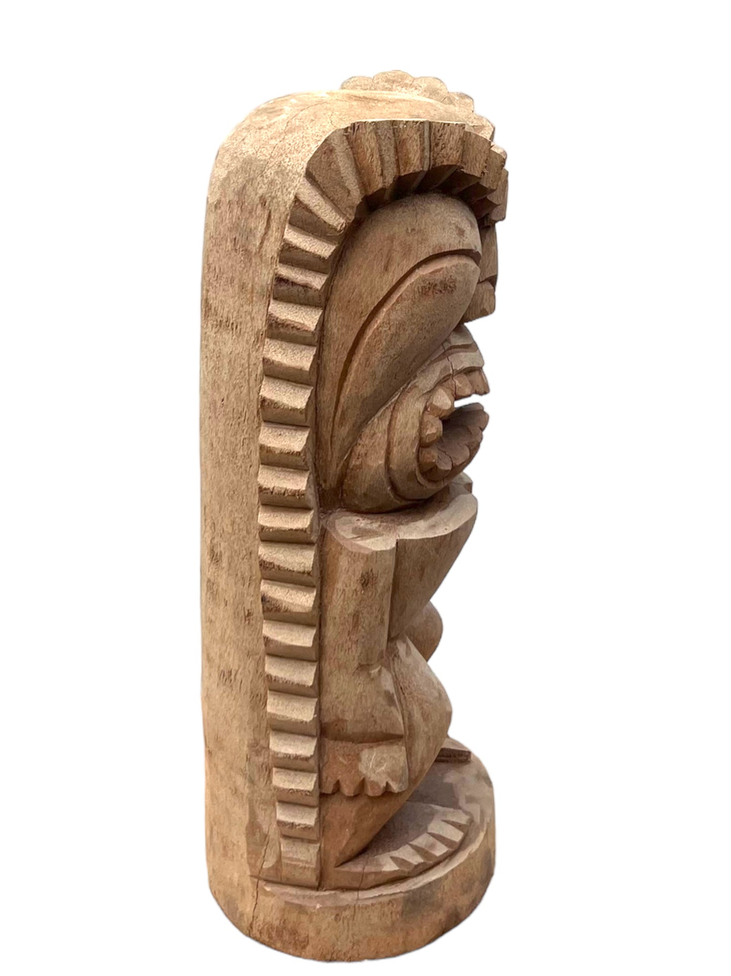 Tiki Figur - Garten Innenbereich Deko - Handgeschnitzte Exotische Skulptur - Palmen Holz - 50x19x19 cm