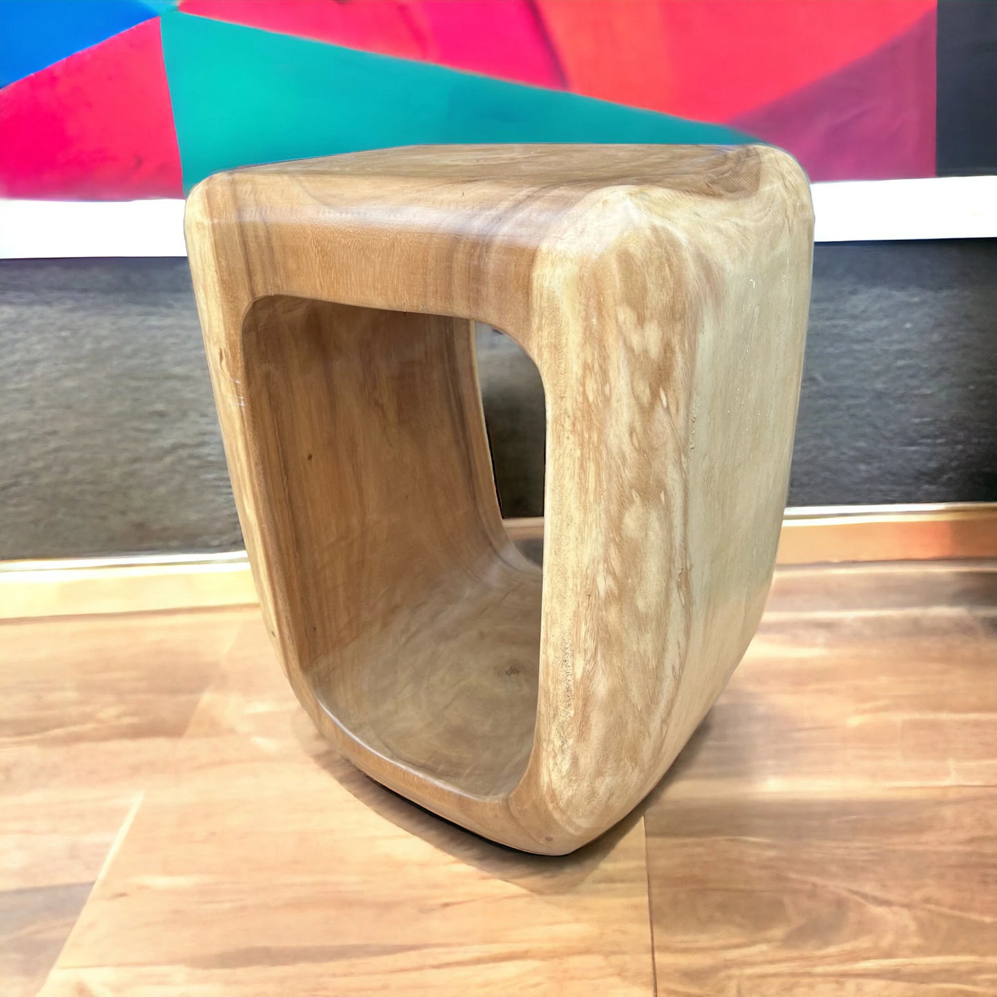 Holzhocker - Beistelltisch Couchtisch - Handgefertigter Hocker aus massivem Suarholz- 50x30x40 cm