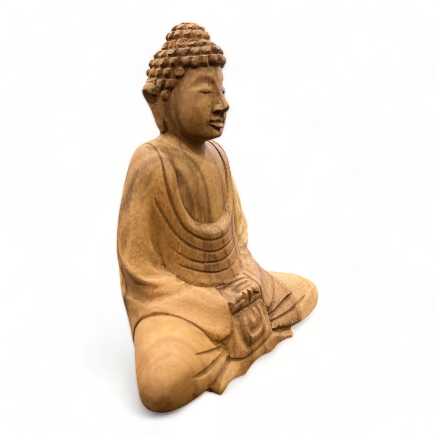 Handgeschnitzte Buddha Statue aus Teakholz (15x12x8)