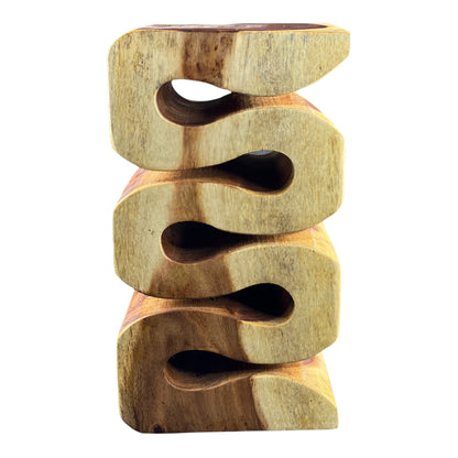 Holzhocker - Beistelltisch Blumenhocker Ablagetisch - Handgefertigt  - Natur Schlange aus massivem Suarholz- 50x30x30 cm