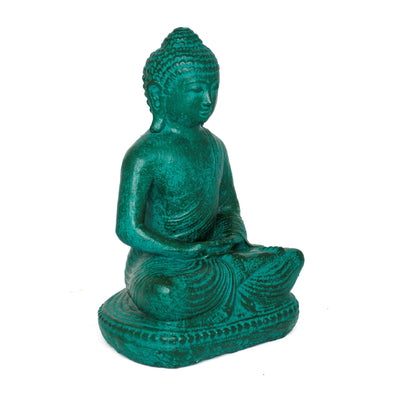 Grüne Buddha-Statue aus Lavasand: Handgefertigte, sitzende Skulptur für Zen-Dekoration, 20 cm