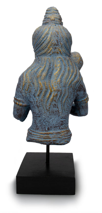 Lord Shiva Skulptur Figur Buddha Stein Sockel Deko statue ca 38cm blau
