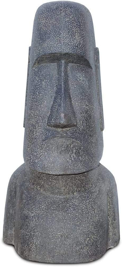 Moai Skulptur ca. 120 cm Rapa-Nui Statue aus Lavasand Stein Osterinsel-Figur Garten Deko Kopf Grau