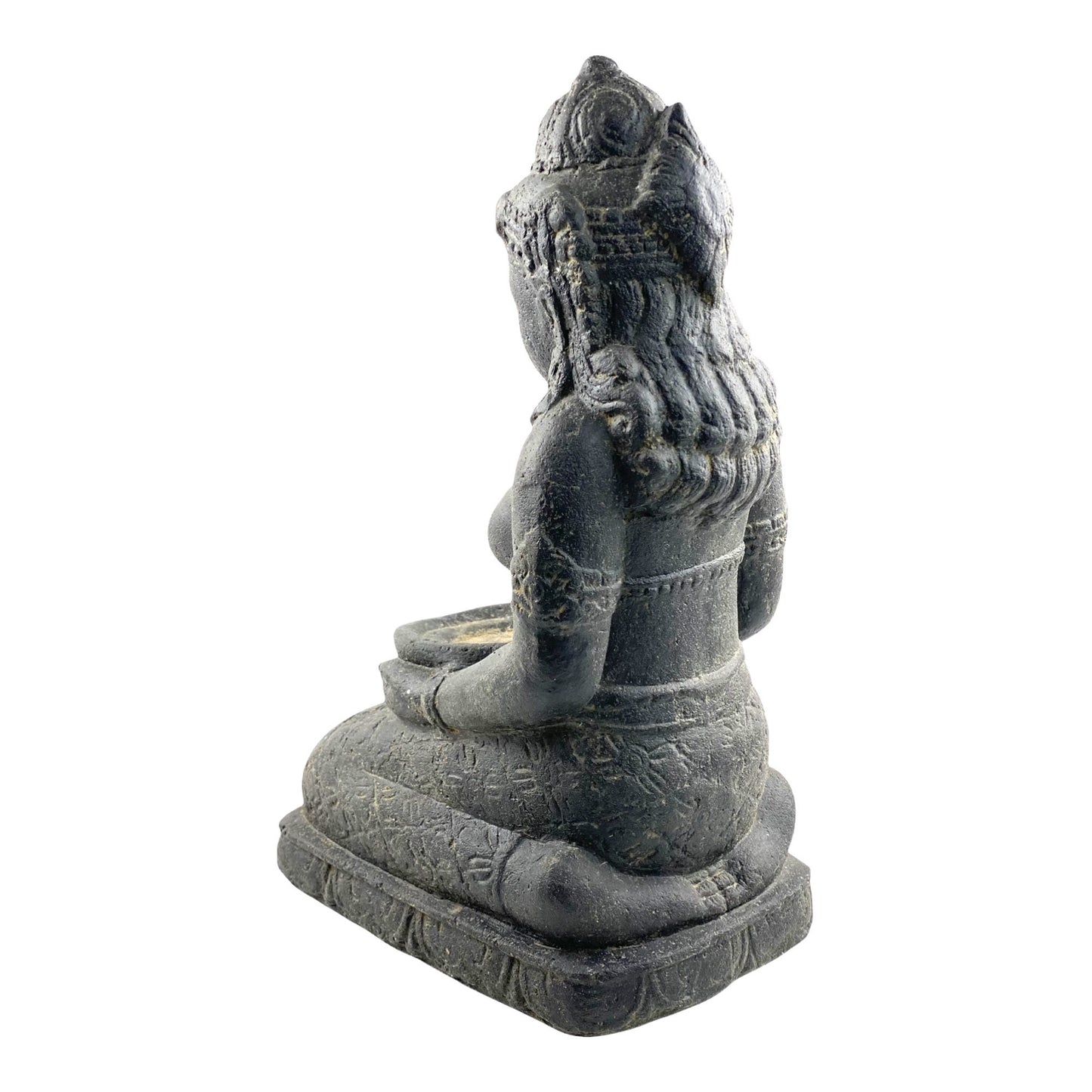 Dewi Sri Stone Statue Lava Sand Bowl Approx. 50 cm Sitting Garden Sculpture Cast Figure